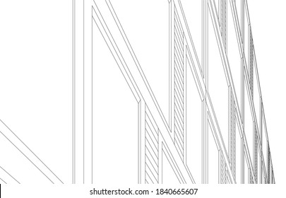 abstract architecture building 3d illustration