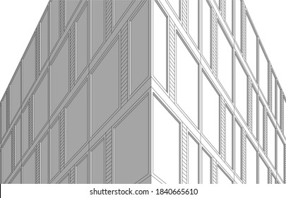 abstract architecture building 3d illustration
