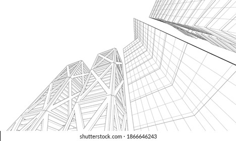 Resumen de la arquitectura de la construcción 3d ilustración