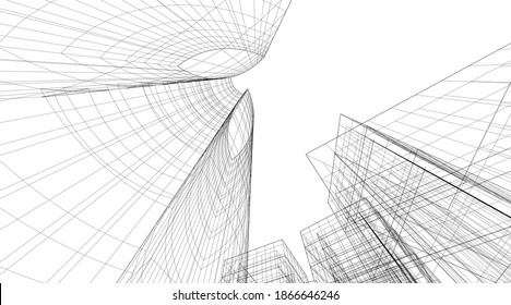 Abstract architecture building 3d illustration