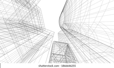 Abstract architecture building 3d illustration