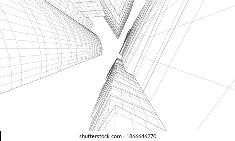 Abstract architecture building 3d illustration