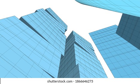 Abstract architecture building 3d illustration
