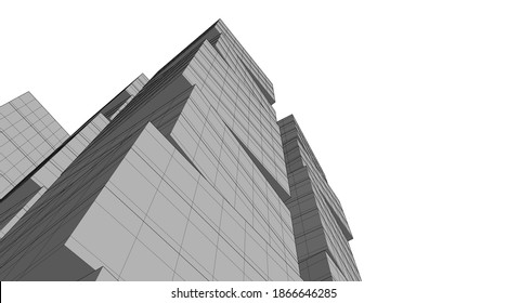Abstract architecture building 3d illustration