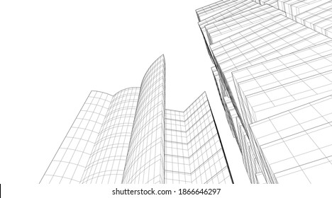 Abstract architecture building 3d illustration