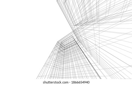 Abstract architecture building 3d illustration