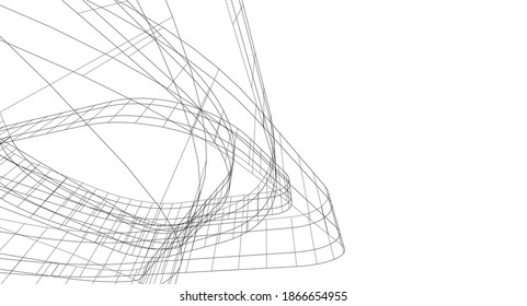 Abstract architecture building 3d illustration