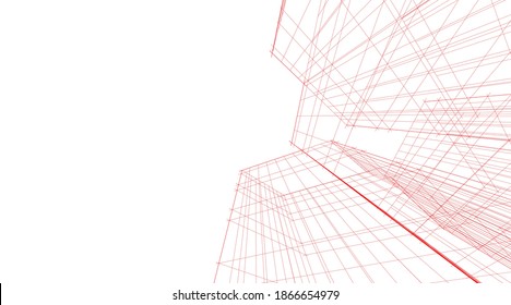 Abstract architecture building 3d illustration