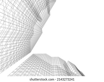 ilustración 3d de construcción de arquitectura abstracta