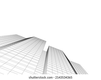 abstract architecture building 3d illustration