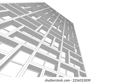 Abstract architecture building 3d illustration 