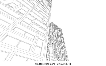 Abstract architecture building 3d illustration 