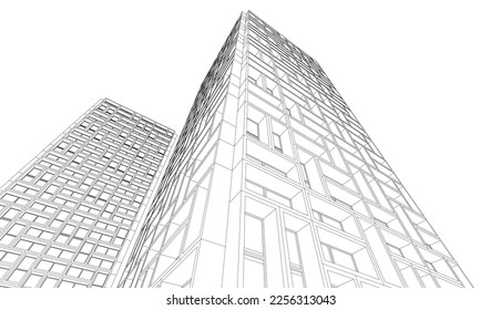 Abstract architecture building 3d illustration 