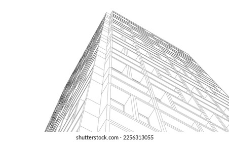 Abstract architecture building 3d illustration 