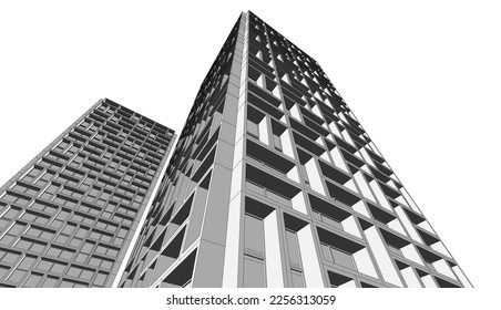 Abstract architecture building 3d illustration 