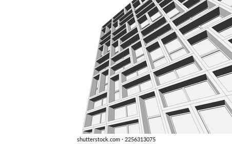 Abstract architecture building 3d illustration 