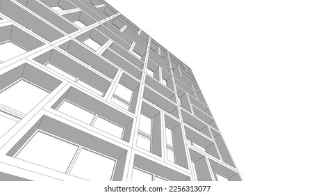 Abstract architecture building 3d illustration 