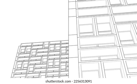 Resumen de la arquitectura de la construcción 3d ilustración 