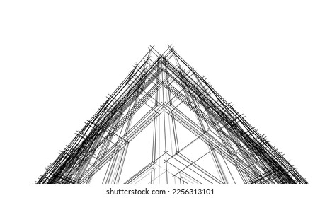 Abstract architecture building 3d illustration 