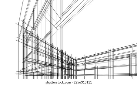 Abstract architecture building 3d illustration 
