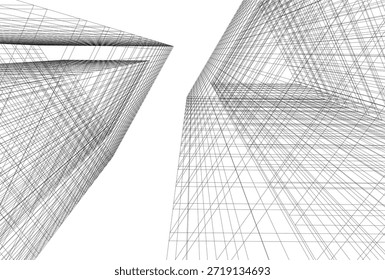 Abstrakte Architektur Gebäude 3D-Illustration