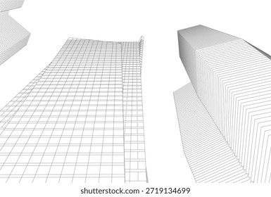 Edificio de arquitectura Abstractas Ilustración 3D