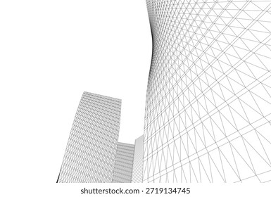 Abstrakte Architektur Gebäude 3D-Illustration