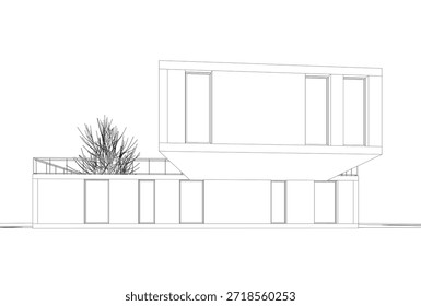 Abstract architecture building 3D rendering