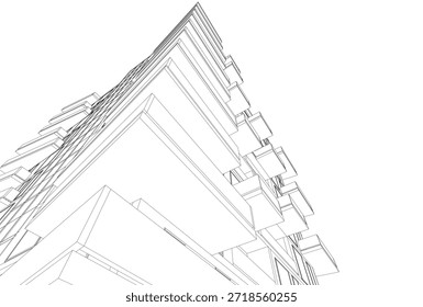 Abstract architecture building 3D rendering