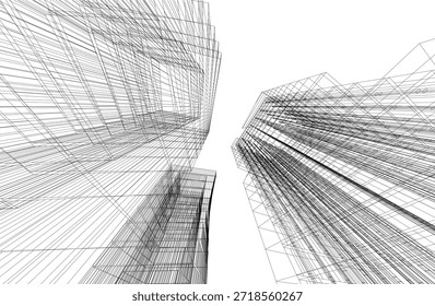 Abstract architecture building 3D rendering