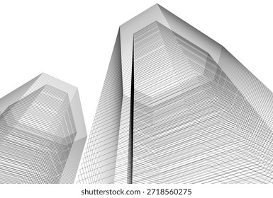 Abstract architecture building 3D rendering