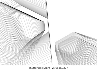Renderización 3D de edificios de arquitectura Abstractas