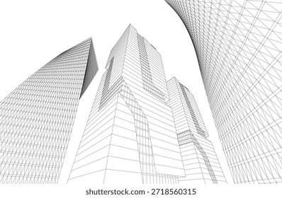 Abstract architecture building 3D rendering