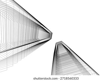 Renderización 3D de edificios de arquitectura Abstractas