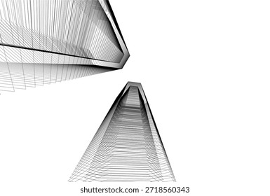 Renderización 3D de edificios de arquitectura Abstractas