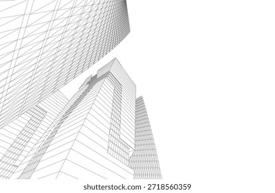 Renderización 3D de edificios de arquitectura Abstractas