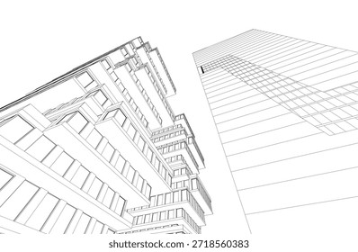 Arquitetura abstrata construindo renderização 3D