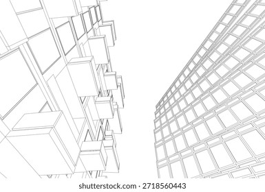 Renderización 3D de edificios de arquitectura Abstractas