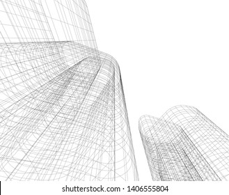 Abstract architecture building 3d vector illustration