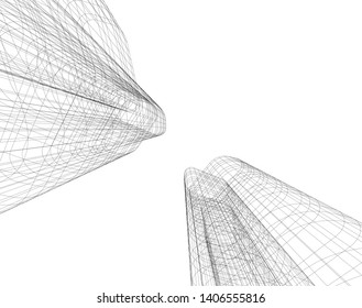 Abstract architecture building 3d vector illustration