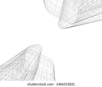 Abstract architecture building 3d vector illustration