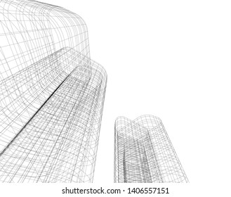 Abstract architecture building 3d vector illustration