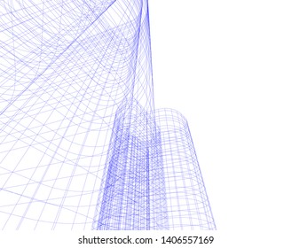 Abstract architecture building 3d vector illustration