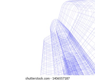 Abstract architecture building 3d vector illustration