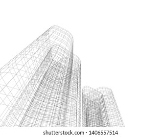 Abstract architecture building 3d vector illustration