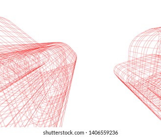 Abstract architecture building 3d vector illustration