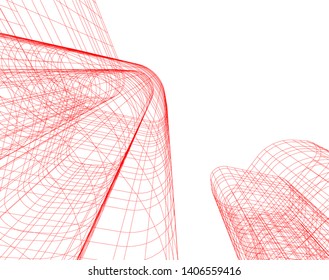 Abstract architecture building 3d vector illustration