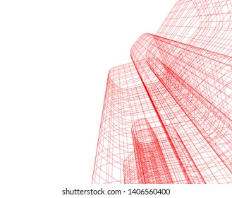 Abstract architecture building 3d vector illustration