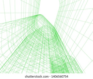 Abstract architecture building 3d vector illustration