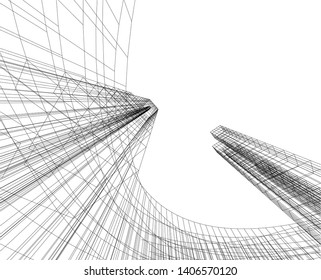 Abstract architecture building 3d vector illustration